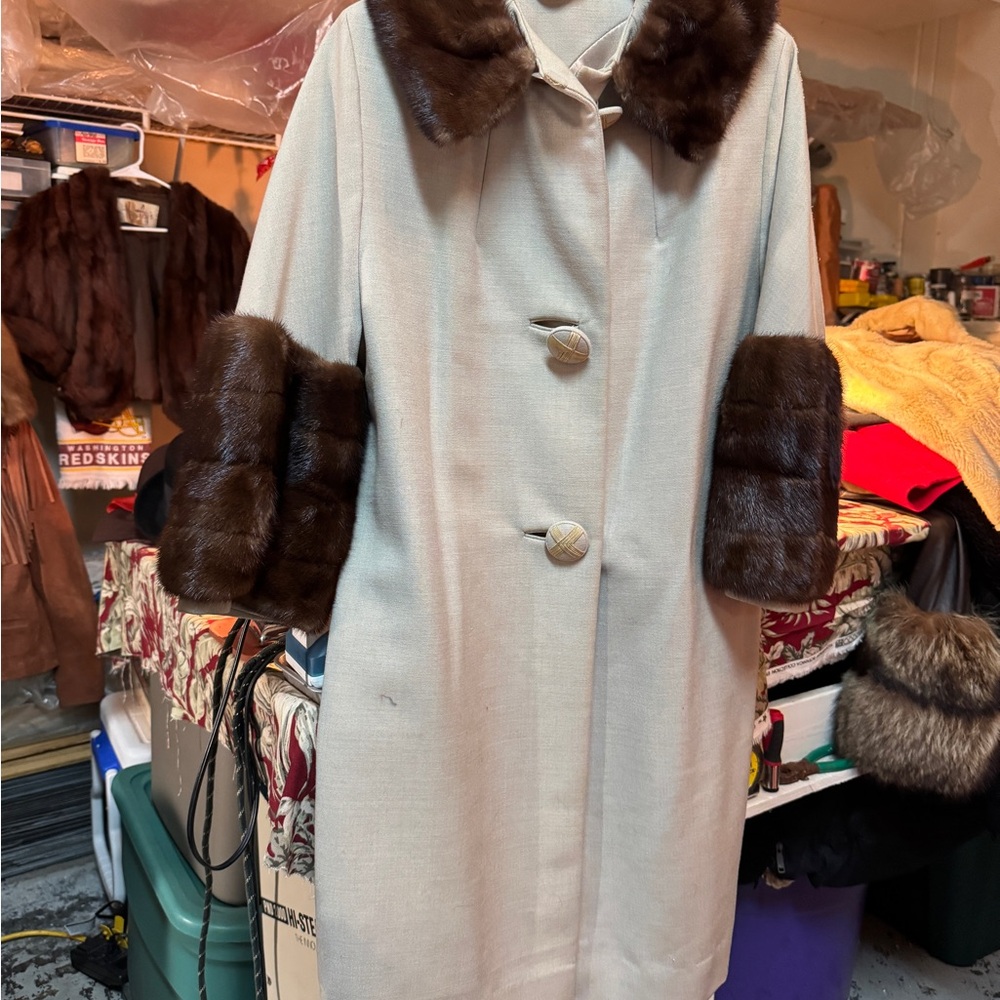 Elegant Coat with real Fur Trim